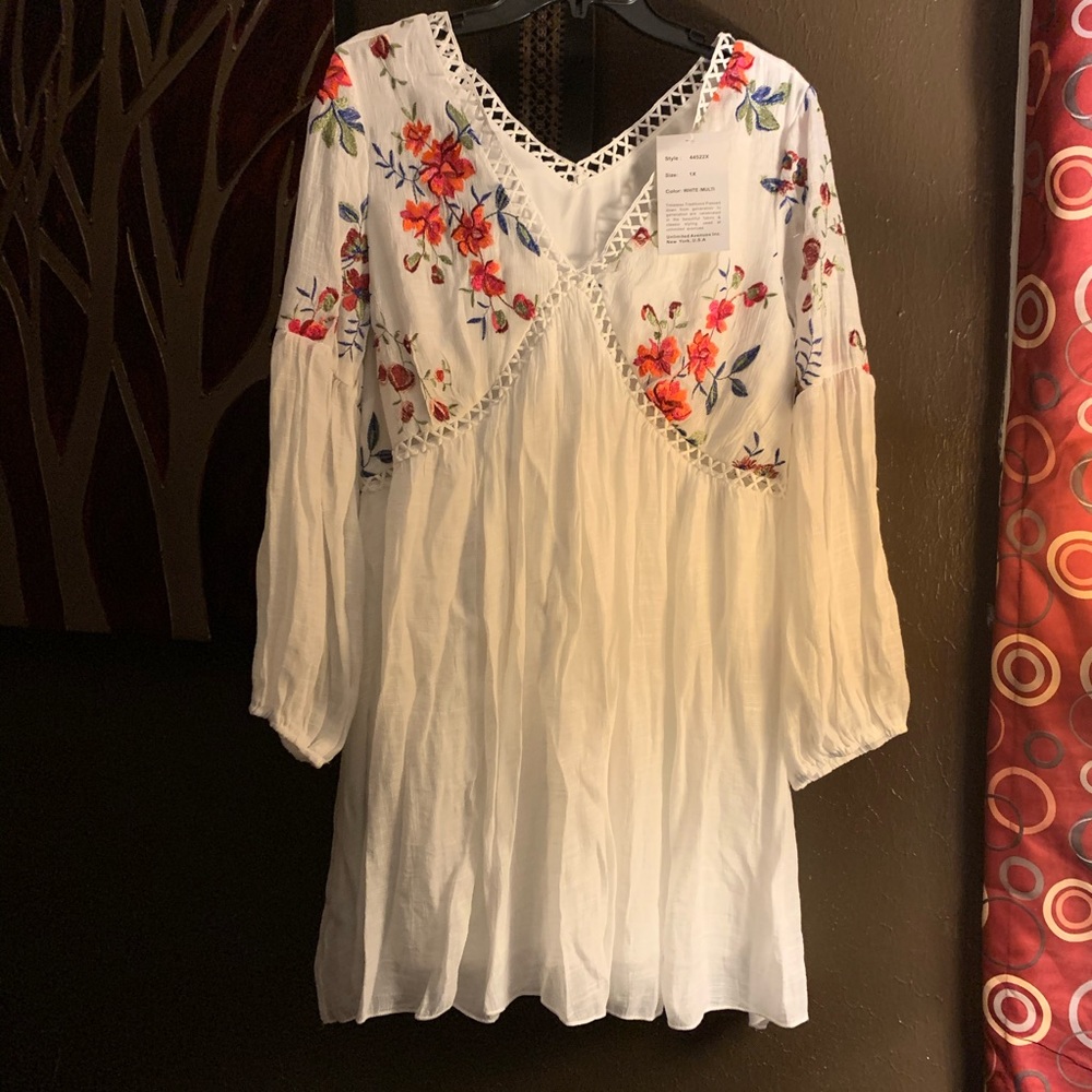 Rebellion Embroidered Plus White Dress